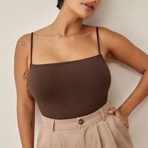 NWT Reformation Shelly Bodysuit in Cafe